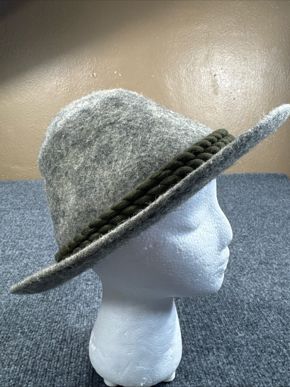 Vintage Anton Pichler Graz Traditional Austria Alpine Hat Gray Wool Size 58cm